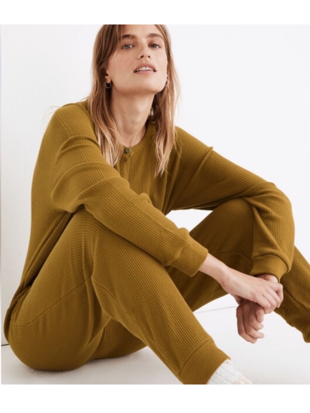 ✨ MADEWELL ✨ Long Sleeve Thermal Button Up Onesie Pajamas Or Loungewear Size XS